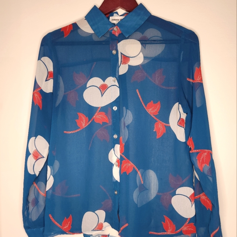 Barbara Girl | Floral Blue Sheer Blouse